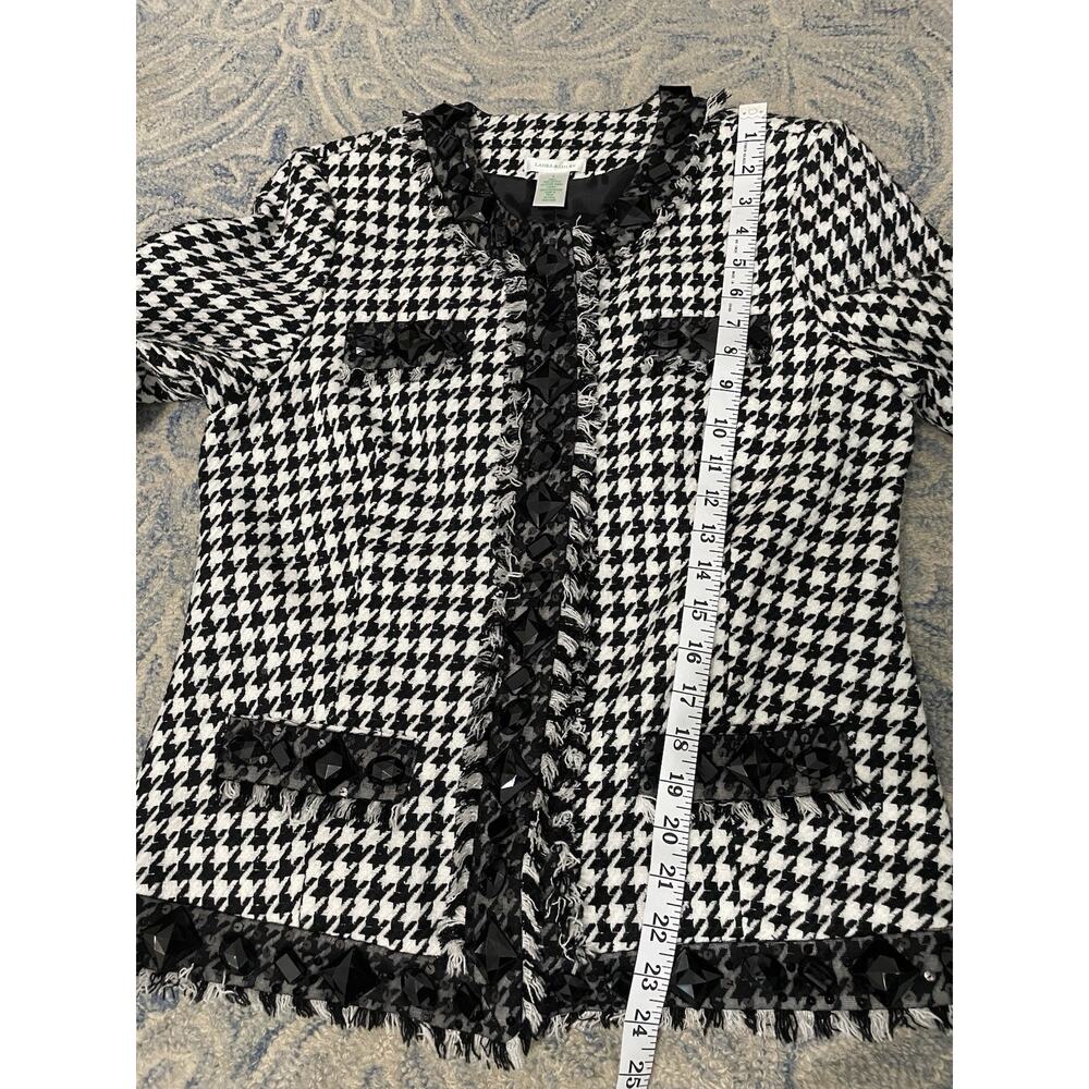 Laura Ashley Herringbone Tweed Blazer S Small Black White Vintage Preppy Classic - Picture 5 of 8